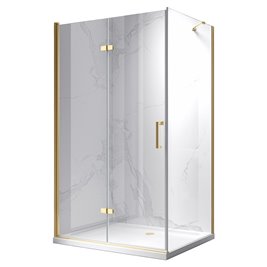 Złota kabina prysznicowa prostokątna drzwi pojedyncze składane 110x80 ZES-KZ20E-GL-110X80