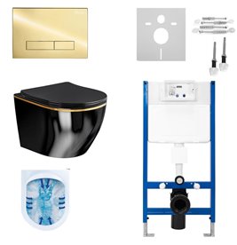 Zestaw podtynkowy kompletny stelaż + miska MIZU-BL-GL-RIM-03 + przycisk ST+H GOLD