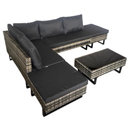 Zestaw mebli ogrodowych z technorattanu narożnik tarasowy Lime szary