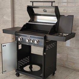 Grill gazowy ZEUS-B kolor czarny ruszt żeliwny moc 11,5 kW + pokrowiec + palnik boczny