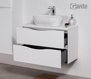 Szafka łazienkowa wisząca ONDA 80 cm biała z umywalką Gante