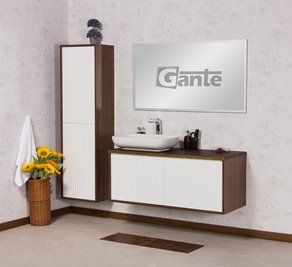 Szafka łazienkowa wisząca z umywalką dąb wenge/biały mat 120 cm Venus Gante