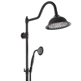 Czarny zestaw prysznicowy z wylewką retro Bergamo Rea