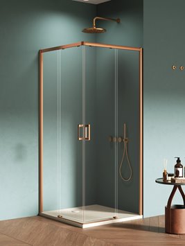 Kabina prysznicowa kwadratowa 80x80 miedziana D-0808A/D-0809A Prime New Trendy Copper Brushed