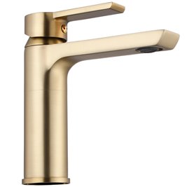 Złota szczotkowana bateria umywalkowa niska Argus Rea Gold Brush