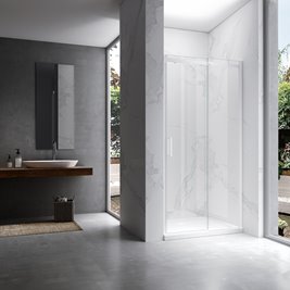 Białe drzwi prysznicowe do wnęki 95-100 cm rozsuwane szkło 8 mm KZ09A