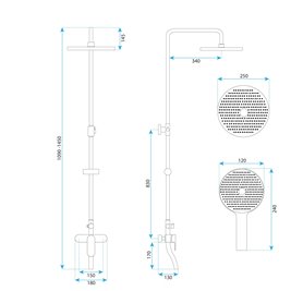 Zestaw natryskowy natynkowy miedź szczotkowana Rea Drop