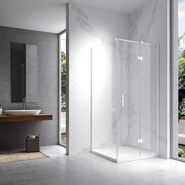 Biała kabina prysznicowa 100x100 kwadratowa drzwi uchylne KZ01D