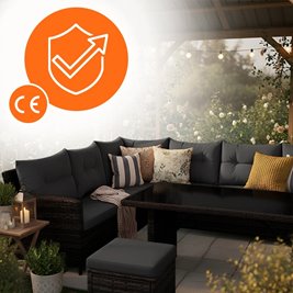 Zestaw mebli ogrodowych z technorattanu narożnik, stół, pufy Toledo brąz zdjęcie 4