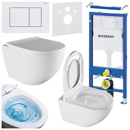 Zestaw podtynkowy stelaż GEBERIT DUOFIX + miska NERO-WH-02 + przycisk DELTA 30 biały