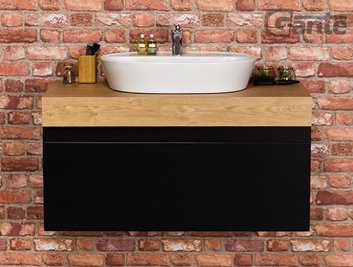 Czarna szafka z blatem i umywalką 100/50 seria Cassini Cz