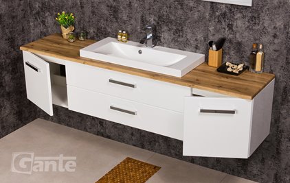 Szafka wisząca z umywalką 180 cm blat dąb naturalny 180/39/C2 seria Fokus B