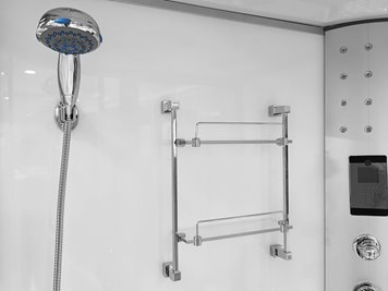 Biała kabina prysznicowa z hydromasażem na niskim brodziku 120x85 lewa MO-09914LB