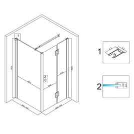Złota kabina prysznicowa 90x90 kwadratowa drzwi uchylne KZ1390B