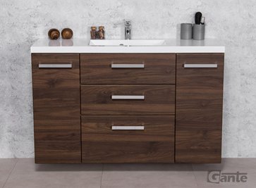 Szafka łazienkowa wisząca z umywalką 120 cm 39/3 Fokus kolor orzech