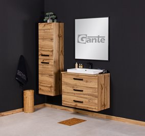 Szafka wisząca z umywalką nablatową 80 cm kolor dąb naturalny 39/3 seria Fokus Loft Gante
