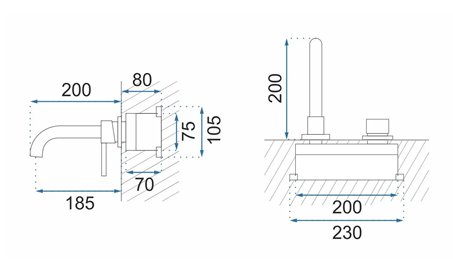 Bateria umywalkowa podtynkowa box Rea Lungo Long złoto szczotkowane