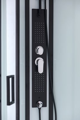 Biała kabina prysznicowa zabudowana 4 ściany na niskim brodziku 90x90 MO-0307