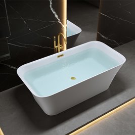 Wanna wolnostojąca złoty szczotkowany przelew oraz korek prostokątna 150 cm Viana Hydrosan