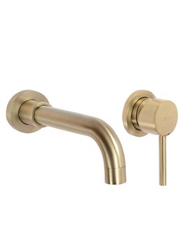 Bateria umywalkowa podtynkowa box Rea Lungo Long złoto szczotkowane