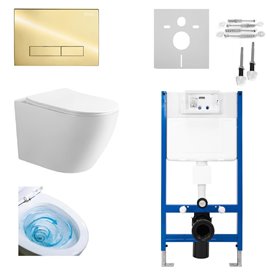 Zestaw podtynkowy kompletny stelaż + miska MIZU-WH-TR-03 + przycisk ST+H GOLD