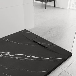 Brodzik kwadratowy czarny struktura kamienia smc 90x90 Bazalt Carrara Black Rea