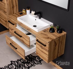 Szafka wisząca z umywalką nablatową 120 cm kolor dąb naturalny 39/2 seria Fokus Loft Gante
