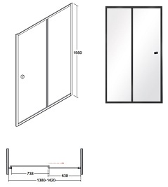 Czarne drzwi prysznicowe przesuwne 140 cm Duo Slide Black Besco