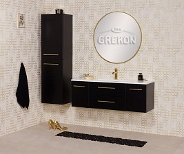 Szafka wisząca z umywalką czarny mat 120 cm Belli Gold Gante