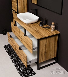 Szafka z białą umywalką styl loftowy 120 cm seria New York