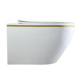 Biała miska wc wisząca złoty rant Rimless Mizu Tornado MIZU-WH-GL-TR-03 Hydrosan