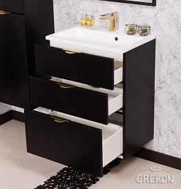 Czarna szafka łazienkowa z umywalką 60/3 cm Victa