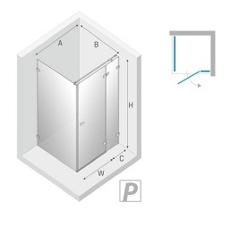 Kabina prysznicowa stal szczotkowana prawa 80x70 cm EXK-3348 Avexa New Trendy Gunmetal Brushed