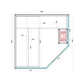 Sauna Combo na podczerwień + fińska 6 osobowa 200x200 cm Moss2 8KW