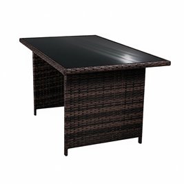 Zestaw mebli ogrodowych z technorattanu narożnik, stół, pufy Toledo brąz zdjęcie 11