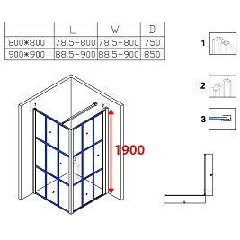 Kabina prysznicowa loftowy styl 90x90 czarne szprosy BS13B