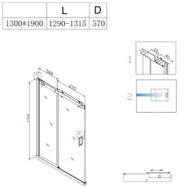 Drzwi prysznicowe do wnęki 145-150 cm rozsuwane SH03G szkło 8 mm