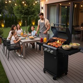 Grill gazowy ZEUS-A kolor czarny ruszt żeliwny moc 8,5 kW + pokrowiec + palnik boczny zdjęcie 8