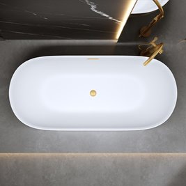 Wanna wolnostojąca 160 cm złoty szczotkowany korek oraz przelew Cesana Hydrosan