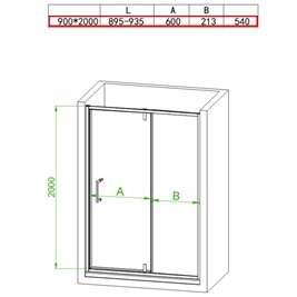 Czarne drzwi prysznicowe uchylne do wnęki 90 cm SH08B