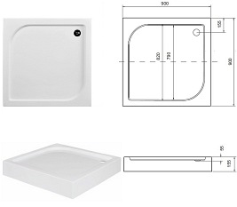 Brodzik kwadratowy 90x90 Oskar Besco