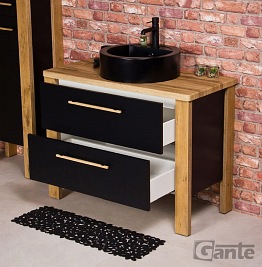 Stojąca szafka łazienkowa 100 cm czarny mat z czarną umywalką Cortez Gante