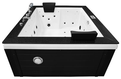 Czarna prostokątna wanna z hydromasażem 180x150 cm MUS-1089C