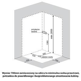 Kabina prysznicowa półokrągła zabudowana 90x90 WSH-304B