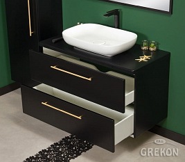 Szafka łazienkowa czarna wisząca z umywalką 100/48 Negra