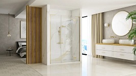 Drzwi prysznciowe do wnęki 120 cm szczotkowane złoto uchylne Hugo Rea Gold