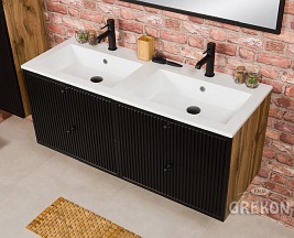 Szafka łazienkowa z podwójną umywalką kolor czarny mat wisząca 120 cm Argento Gante