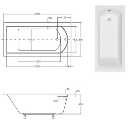 Wanna prostokątna do zabudowy Shea Slim Besco 180 cm