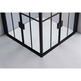 Czarna kabina prysznicowa kwadratowa loft szprosy drzwi składane 100x100 BS08C