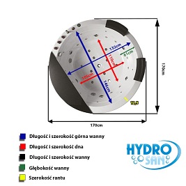 Wanna z hydromasażem Della 916 170x170